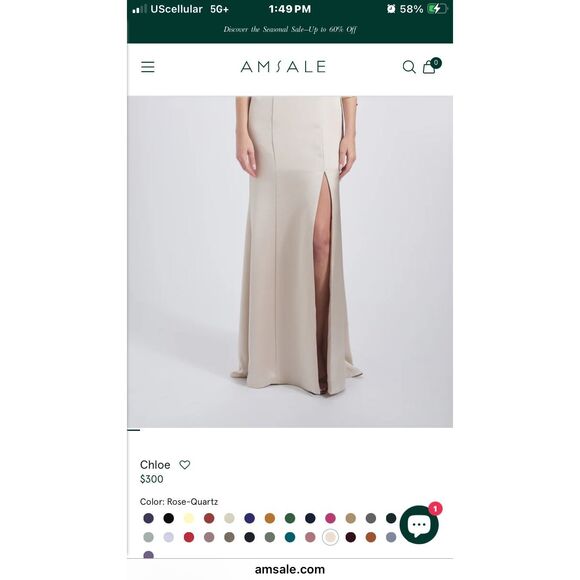 Amsale Chloe Rose-Quartz Spaghetti Strap Maxi Gown with Slit Sz 8 - Picture 8 of 8